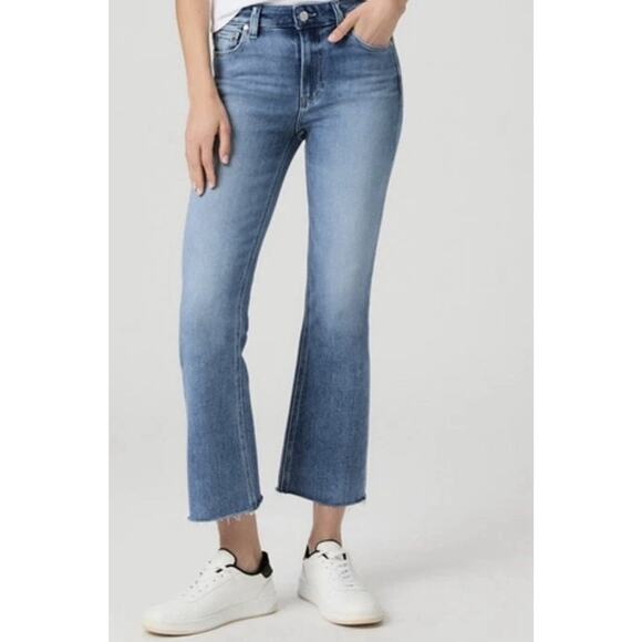 PAIGE Denim - PAIGE Colette Crop Flare Jeans Slate Blue High Rise 90s Minimal Denim Size 32